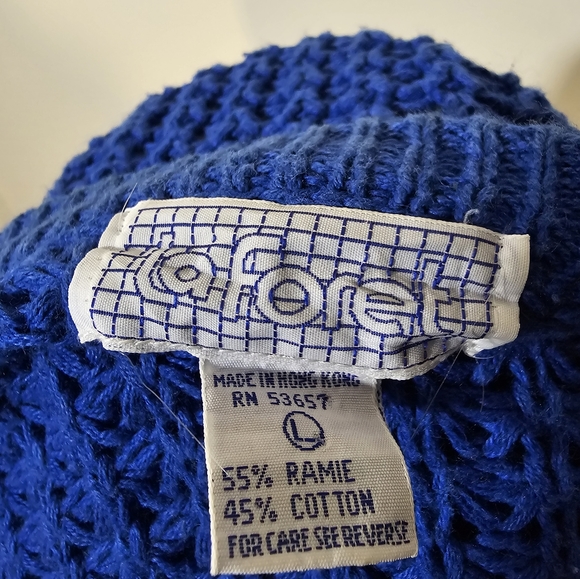 La Foret Vintage 80s Chunky Knit Sweater Stranger Things Style -Cobalt Blue S/M - Picture 5 of 5